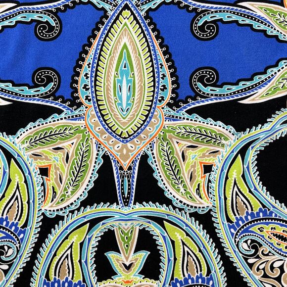 JM Collection Womens Tunic Top Sz 2X Fiesta Blue Green Black Paisley Embellished - Picture 4 of 11